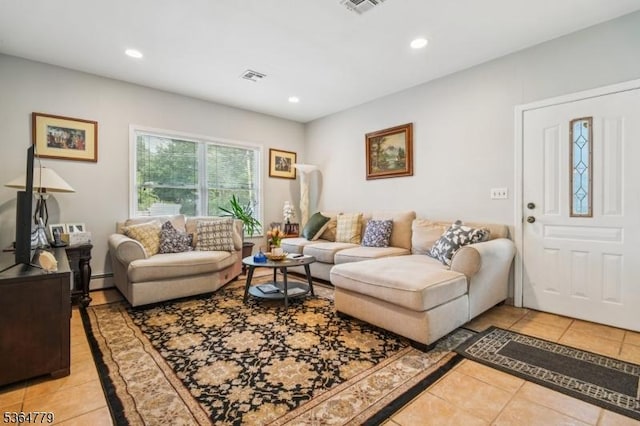 458 Midland Ave, Pompton Lakes Boro, NJ 07442 - living room featuring light tile patterned floors and recessed lighting