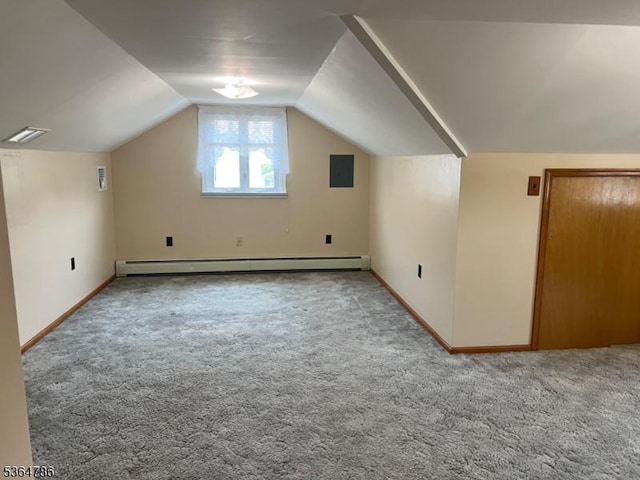 797 Chestnut St, Union Twp, NJ 07083 - additional living space featuring baseboard heating, carpet flooring, and vaulted ceiling