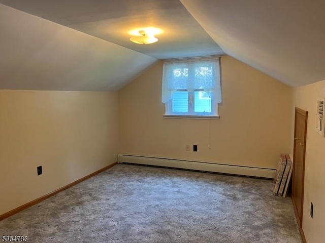 797 Chestnut St, Union Twp, NJ 07083 - additional living space featuring baseboard heating, lofted ceiling, and carpet