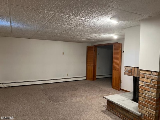 797 Chestnut St, Union Twp, NJ 07083 - spare room featuring baseboard heating, carpet flooring, and a drop ceiling