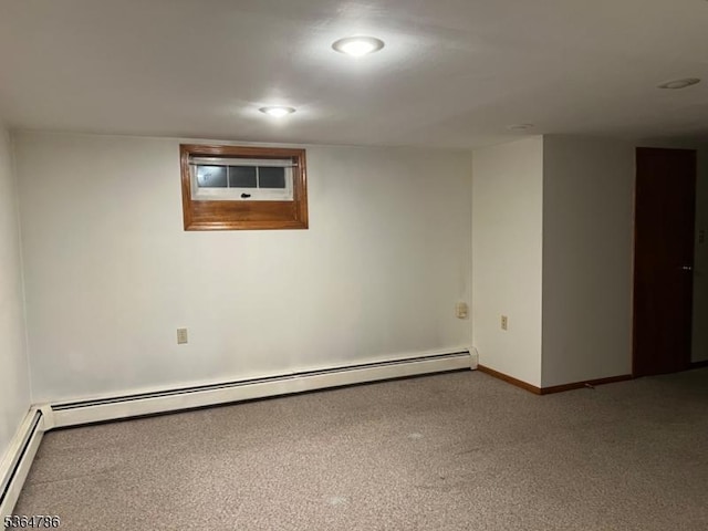 797 Chestnut St, Union Twp, NJ 07083 - spare room featuring a baseboard radiator, carpet flooring, and recessed lighting