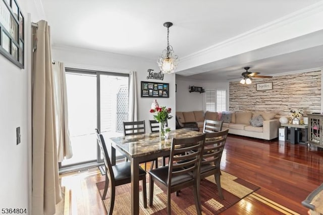27 Delbarton Ct, Washington Twp, NJ 07840 - dining room with wood finished floors, ornamental molding, and a ceiling fan