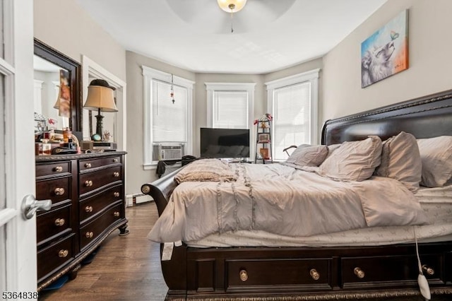 29 Pitt St, Bloomfield Twp, NJ 07003 - bedroom with dark wood-style floors, cooling unit, and a ceiling fan
