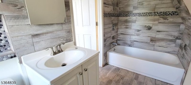 209 Sylvan Ave, Newark City, NJ 07104 - full bathroom featuring vanity, shower / tub combination, and wood finished floors