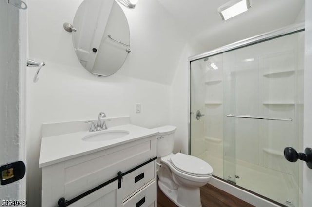 9 Vincent Pl, Montclair Twp, NJ 07042 - full bathroom featuring a shower stall, vanity, and wood finished floors