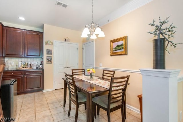 1409 Warrens Way Unit 1409, Wanaque Boro, NJ 07465 - dining room with a chandelier, light tile patterned floors, and recessed lighting