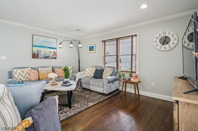 286 Meadow Rd Unit Rt17, Serv Rutherford Boro, NJ 07070 - living area with crown molding, wood finished floors, and recessed lighting