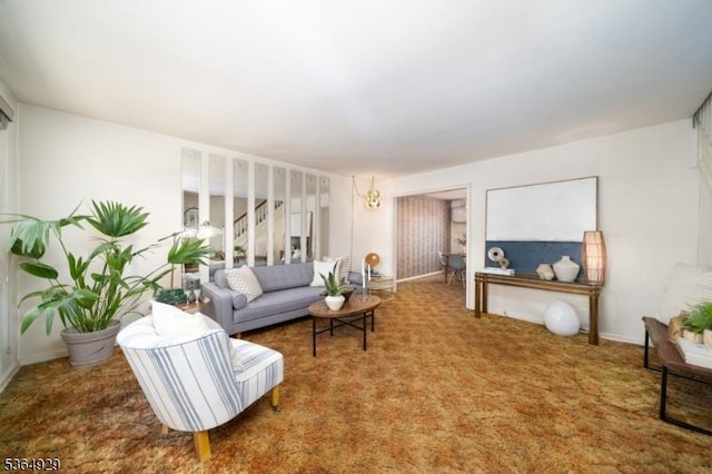 317 Stevens Ave, Jersey City, NJ 07305 - carpeted living room featuring baseboards