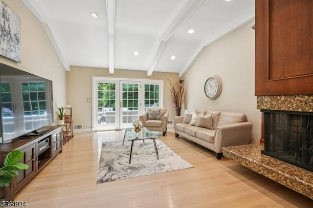82 Mohawk Rd, Millburn Twp, NJ 07078 - living room with a fireplace, light wood-type flooring, and recessed lighting