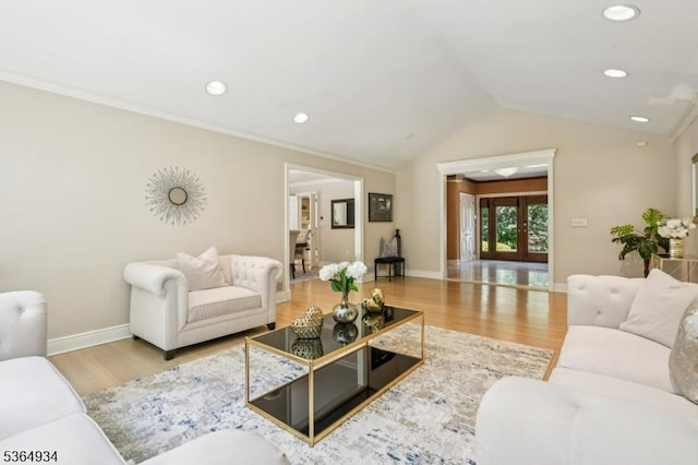 82 Mohawk Rd, Millburn Twp, NJ 07078 - living area featuring wood finished floors, lofted ceiling, and recessed lighting