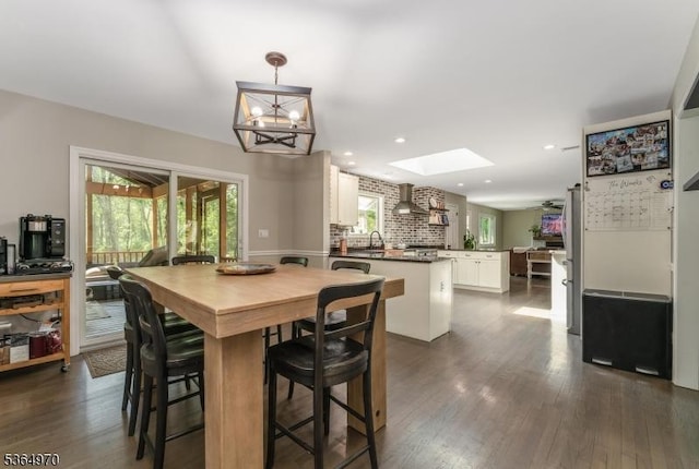 25 Old Turnpike Rd, Washington Twp, NJ 07865 - dining room featuring healthy amount of natural light, dark wood-style floors, a skylight, and recessed lighting