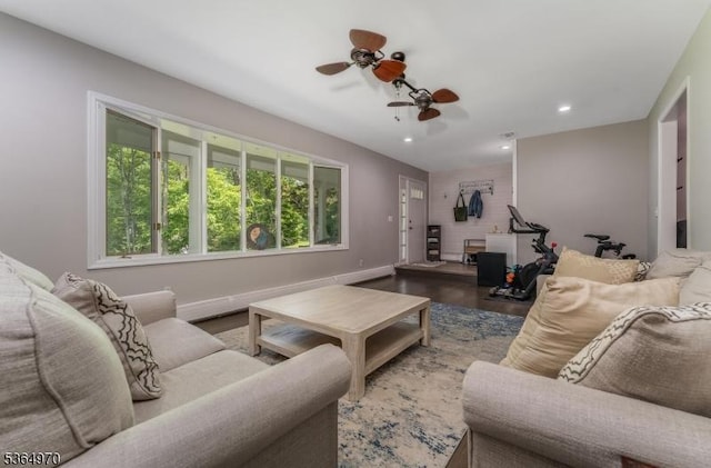 25 Old Turnpike Rd, Washington Twp, NJ 07865 - living area featuring a ceiling fan, wood finished floors, and recessed lighting