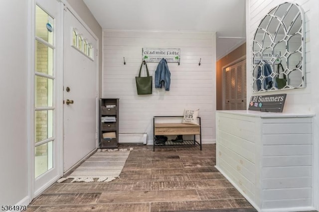 25 Old Turnpike Rd, Washington Twp, NJ 07865 - mudroom with wood finished floors, wood walls, and ornamental molding