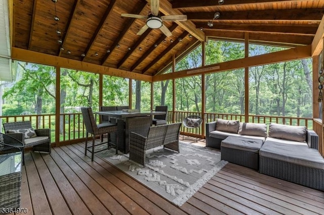 25 Old Turnpike Rd, Washington Twp, NJ 07865 - sunroom / solarium featuring an outdoor hangout area and ceiling fan