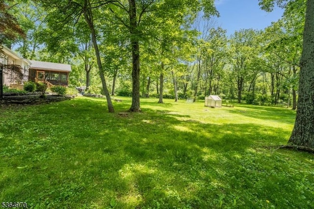 25 Old Turnpike Rd, Washington Twp, NJ 07865 - view of green lawn featuring a storage shed