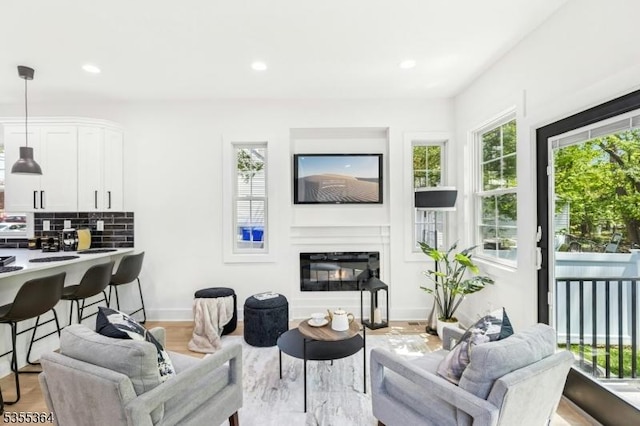 944 Orange Ave, Cranford Twp, NJ 07016 - living area with recessed lighting and a glass covered fireplace