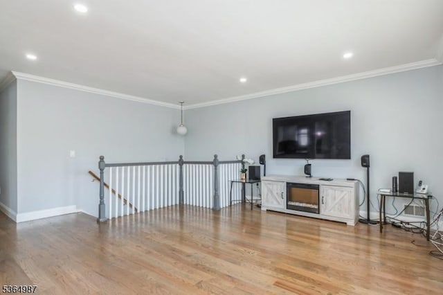 14 Lenox Ave, Green Brook Twp, NJ 08812 - living area with ornamental molding, light wood-type flooring, and recessed lighting
