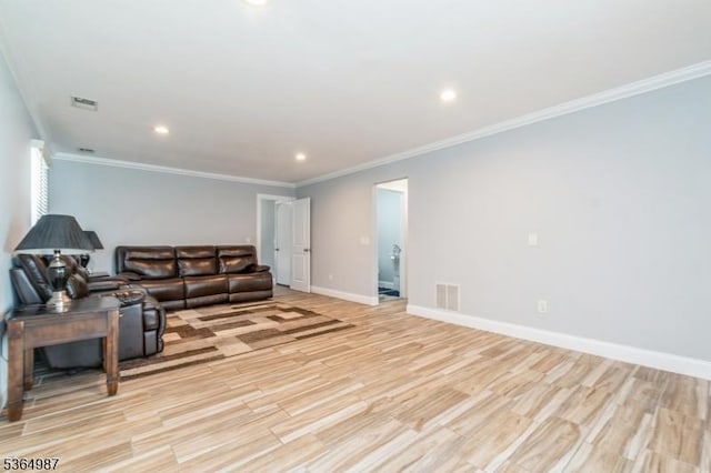 14 Lenox Ave, Green Brook Twp, NJ 08812 - living room with light wood finished floors, recessed lighting, and ornamental molding
