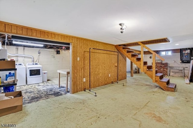 1033 Huff Ave, Manville Boro, NJ 08835 - basement with washing machine and clothes dryer and stairway