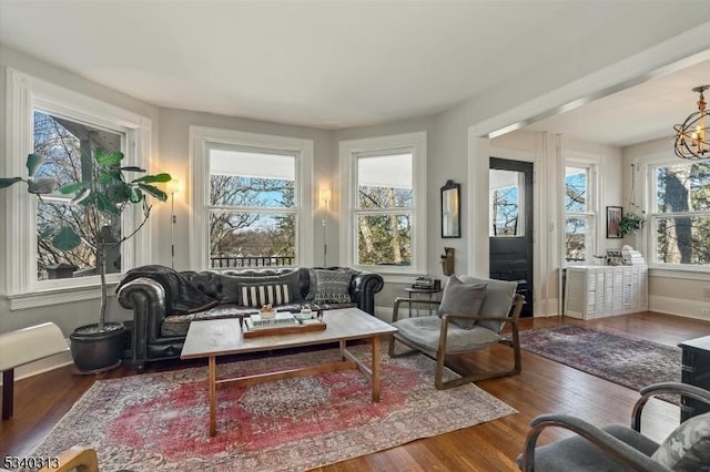 62 Mountain Ave, Summit City, NJ 07901 - living room with wood finished floors and a chandelier