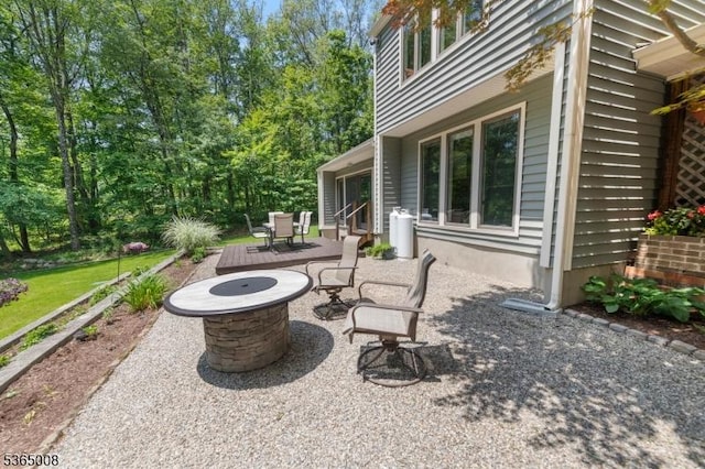 16 Forest Dr, Hampton Twp, NJ 07860 - view of patio / terrace with a fire pit
