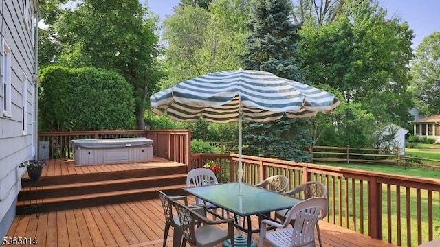 120 Meadowbrook Dr, North Plainfield Boro, NJ 07062 - deck featuring a hot tub and outdoor dining area