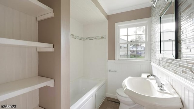 122 Madison St, South Bound Brook Boro, NJ 08880 - full bathroom featuring wainscoting and washtub / shower combination