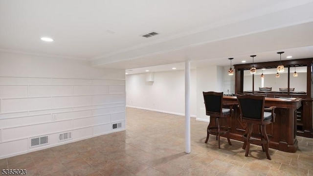 122 Madison St, South Bound Brook Boro, NJ 08880 - indoor wet bar with recessed lighting, pendant lighting, and stone finish flooring