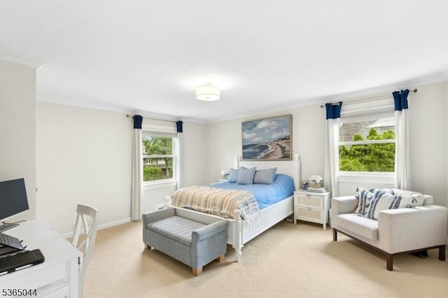 849 Bradford Ave, Westfield Town, NJ 07090 - bedroom with ornamental molding, multiple windows, and light colored carpet