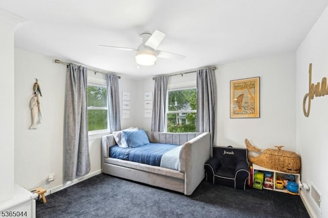 849 Bradford Ave, Westfield Town, NJ 07090 - bedroom featuring multiple windows, carpet, and ceiling fan