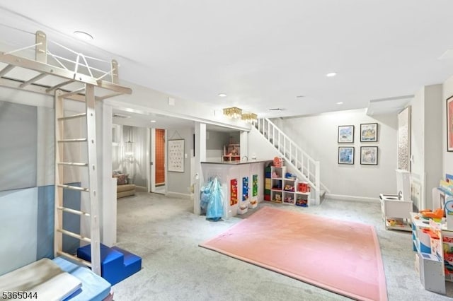 849 Bradford Ave, Westfield Town, NJ 07090 - recreation room with carpet floors and recessed lighting