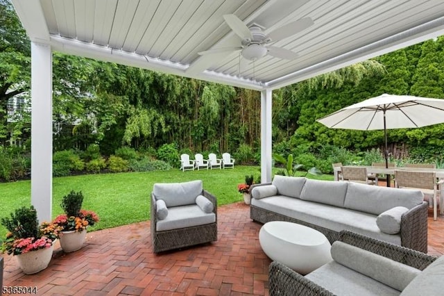 849 Bradford Ave, Westfield Town, NJ 07090 - view of patio / terrace featuring an outdoor living space, ceiling fan, and outdoor dining area