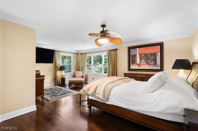 3310 Round Hill Rd, Branchburg Twp, NJ 08876 - bedroom featuring ornamental molding, wood finished floors, and a ceiling fan