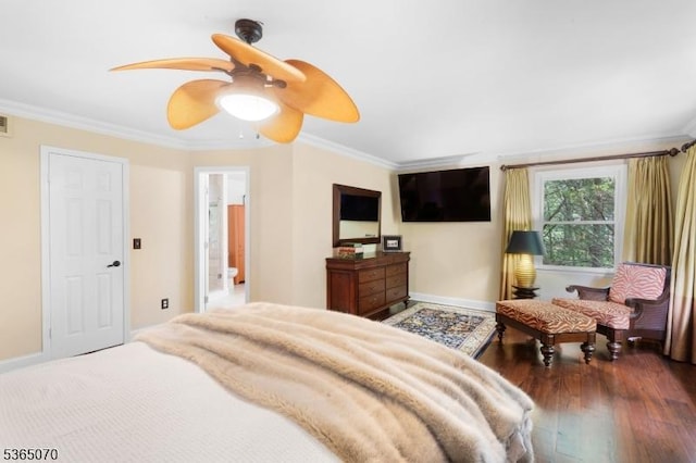 3310 Round Hill Rd, Branchburg Twp, NJ 08876 - bedroom with ornamental molding, wood finished floors, and a ceiling fan