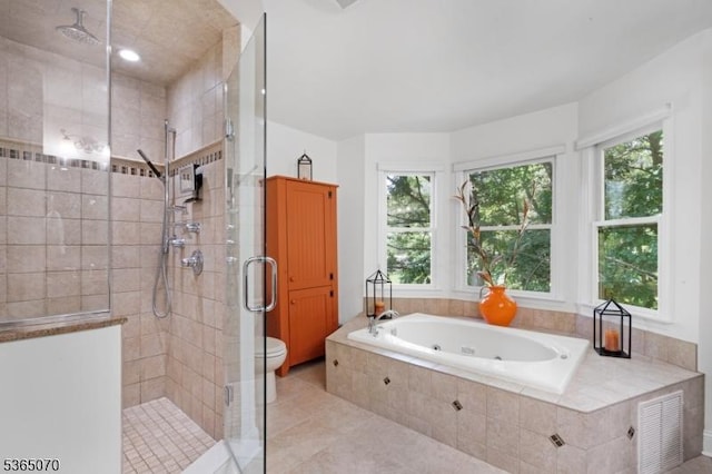 3310 Round Hill Rd, Branchburg Twp, NJ 08876 - full bath featuring a shower stall, a whirlpool tub, and tile patterned floors