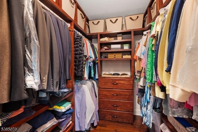 3310 Round Hill Rd, Branchburg Twp, NJ 08876 - walk in closet with dark wood-style flooring