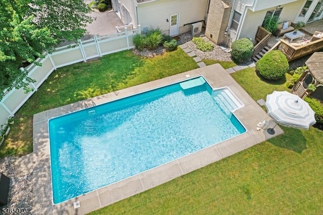 3310 Round Hill Rd, Branchburg Twp, NJ 08876 - view of swimming pool featuring a fenced backyard and a wooden deck