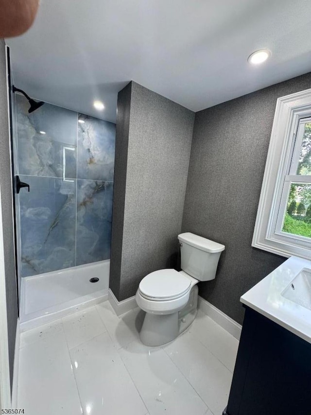 882 Lafayette Ave, Hawthorne Boro, NJ 07506 - full bathroom with vanity, a tile shower, and recessed lighting