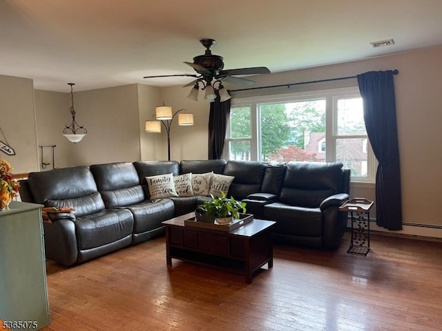 126 Hilltop Trl, Sparta Twp, NJ 07871 - living area featuring plenty of natural light, a ceiling fan, and hardwood / wood-style floors