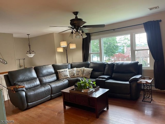 126 Hilltop Trl, Sparta Twp, NJ 07871 - living area featuring plenty of natural light, a ceiling fan, and wood-type flooring