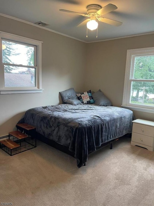 126 Hilltop Trl, Sparta Twp, NJ 07871 - carpeted bedroom featuring crown molding and ceiling fan