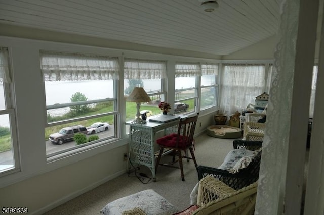 142 Lakeside Dr, Liberty Twp, NJ 07823 - sunroom / solarium with plenty of natural light, carpet, and vaulted ceiling