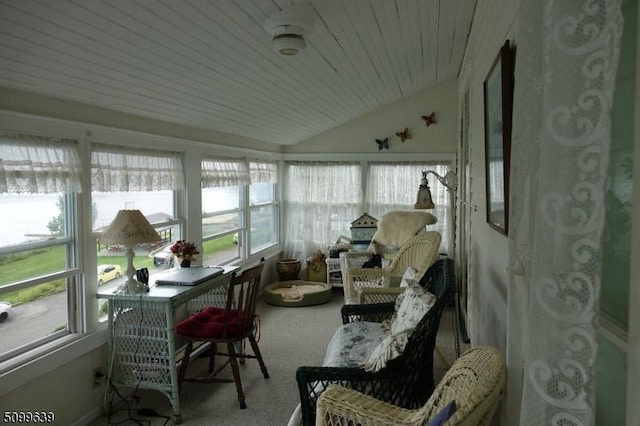 142 Lakeside Dr, Liberty Twp, NJ 07823 - sunroom with lofted ceiling, healthy amount of natural light, and carpet floors