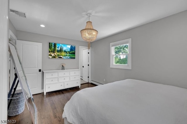 26 Robert St, Mount Olive Twp, NJ 07836 - bedroom with dark wood-style flooring, recessed lighting, and a chandelier