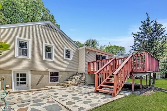 76 Hillside Rd, Sparta Twp, NJ 07871 - back of house with stairs, a patio, and a deck