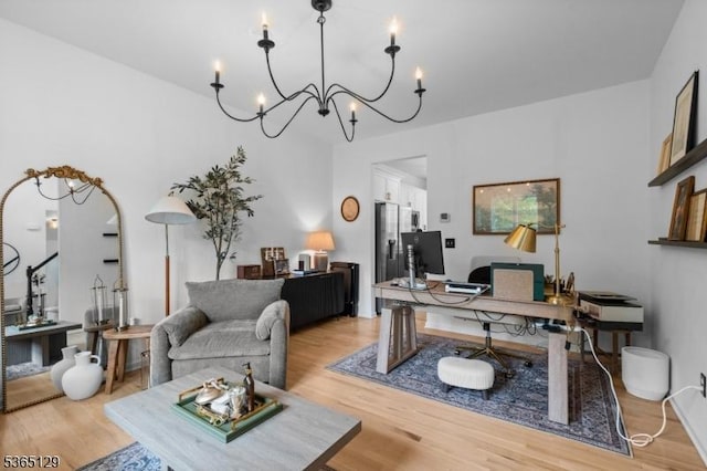 176 Randolph Ave, Mine Hill Twp, NJ 07803 - home office featuring a chandelier and light wood finished floors