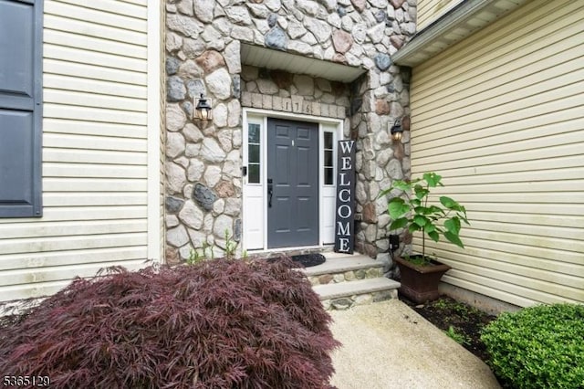176 Randolph Ave, Mine Hill Twp, NJ 07803 - doorway to property featuring stone siding