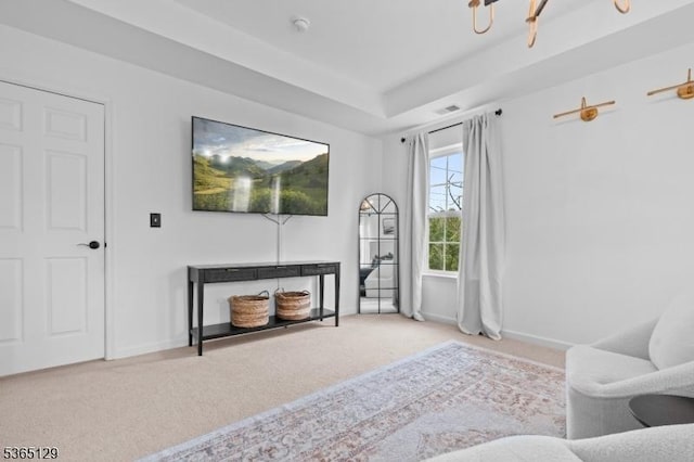 176 Randolph Ave, Mine Hill Twp, NJ 07803 - carpeted living room with baseboards and a raised ceiling
