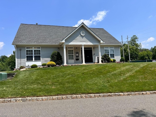 149 Wingate Dr, Independence Twp, NJ 07840 - view of front of property with a front yard, roof with shingles, and a porch