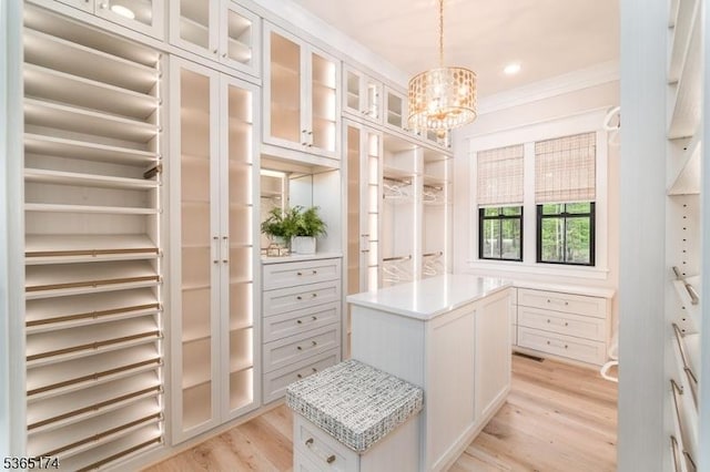 2 County Line Rd, Mendham Boro, NJ 07945 - spacious closet with a chandelier and light wood-style floors